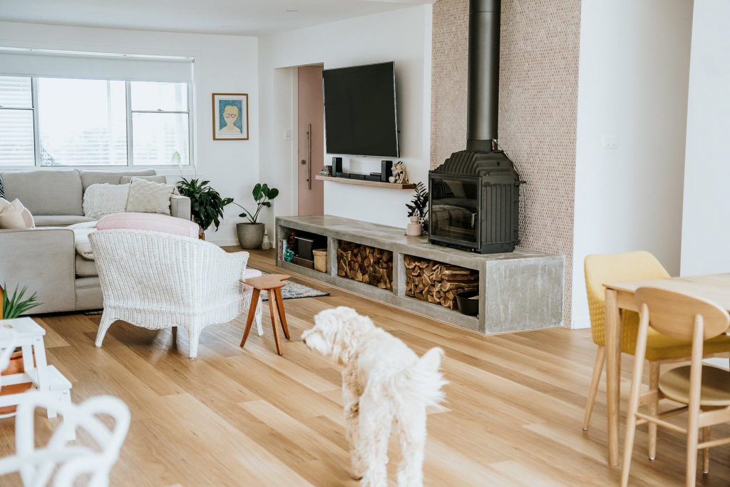 Modern open plan living and dining area renovation Kiama